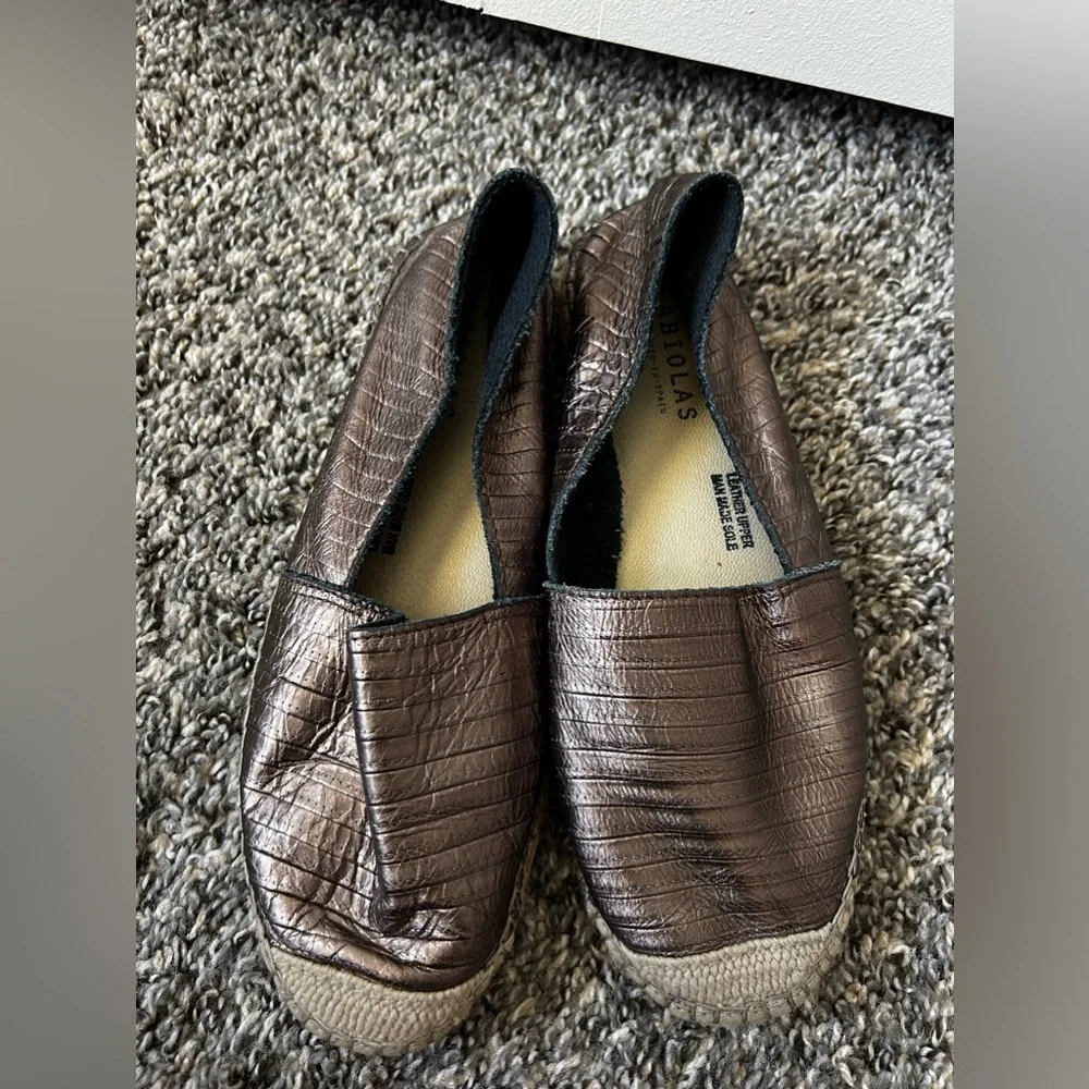 FABIOLAS‎ Women’s Rose Gold Leather Espadrilles Shoes Size EU 38